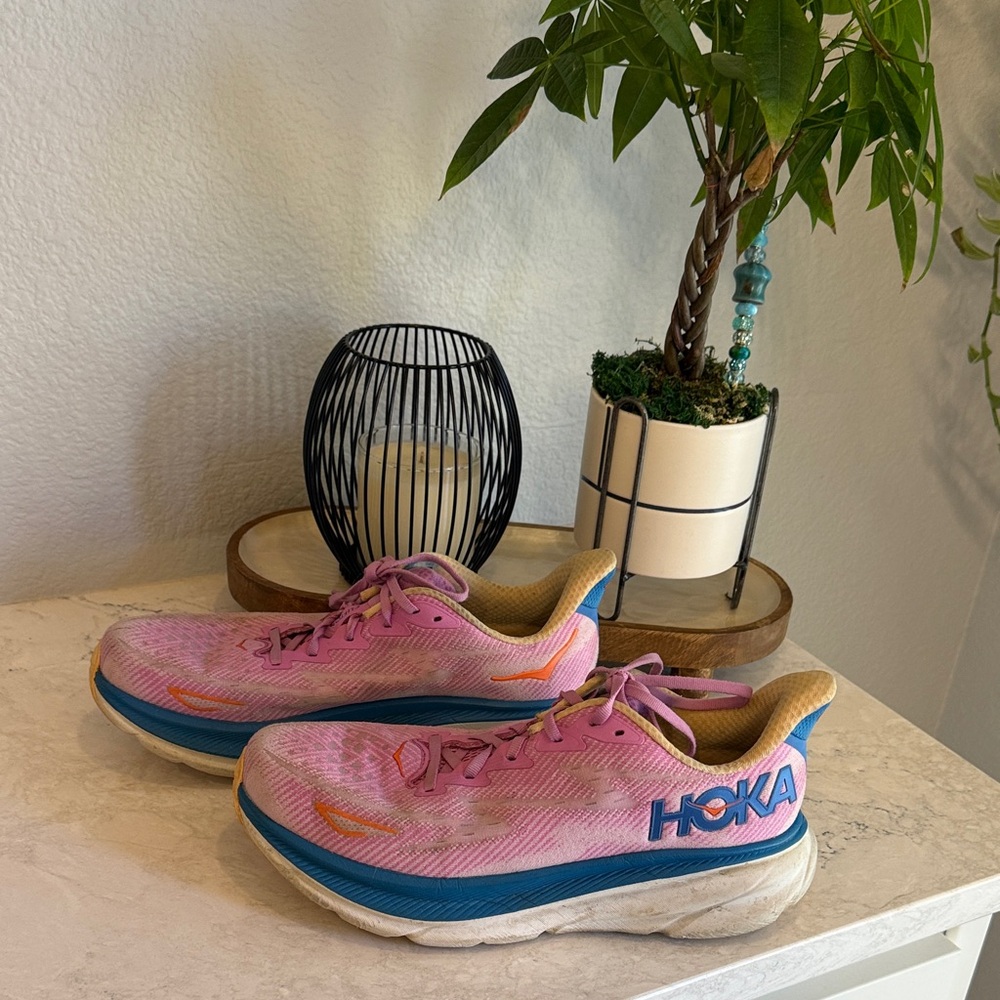 Hoka Women's Pink and Blue Athletic Shoes